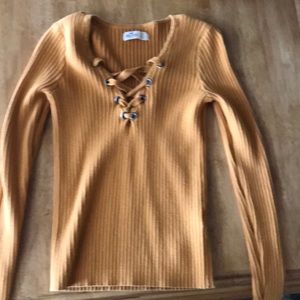 Orange long sleeve tunic lace up